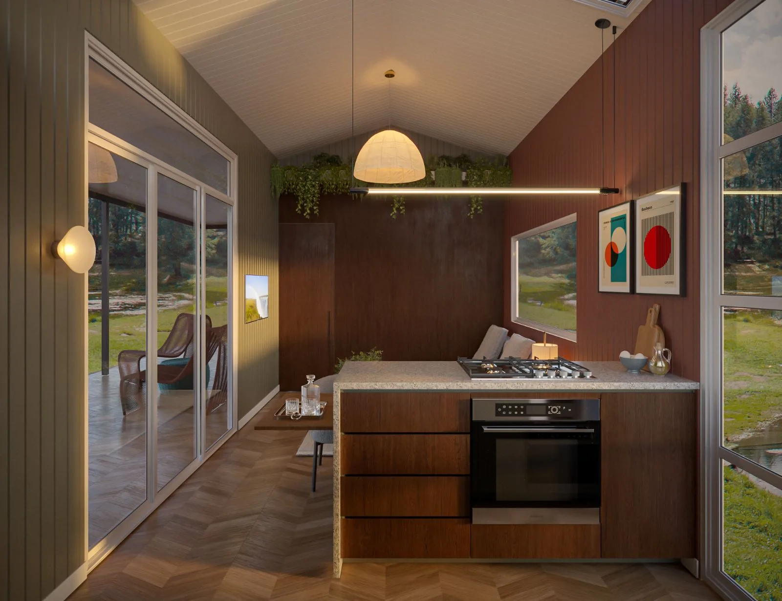 Ember island kitchen with the cooktop set into the island