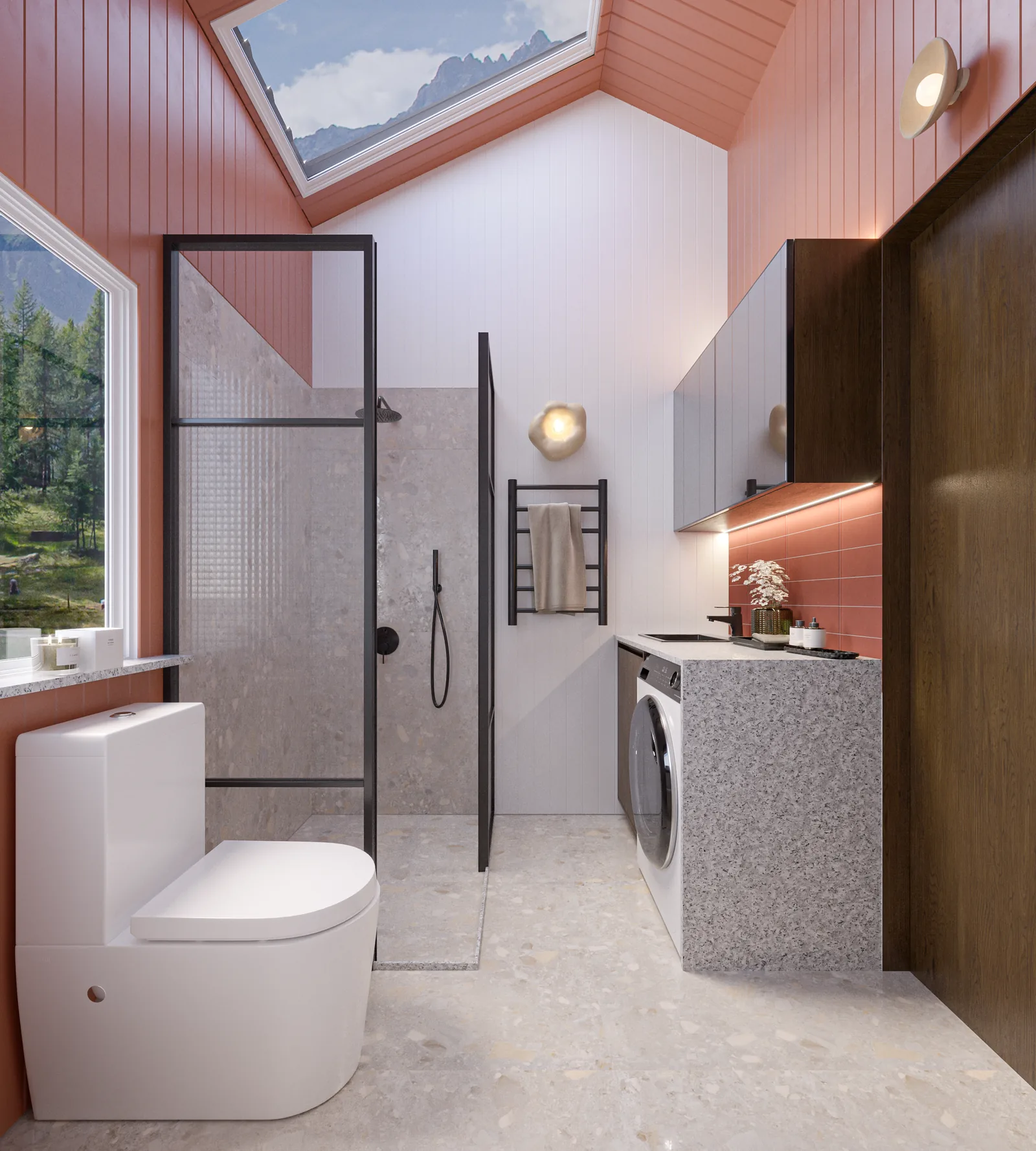 Ember bathroom placed between the living area and bedroom
